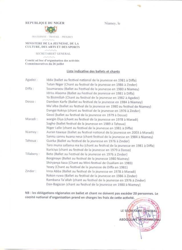 Niger, la République des ballets et chants.