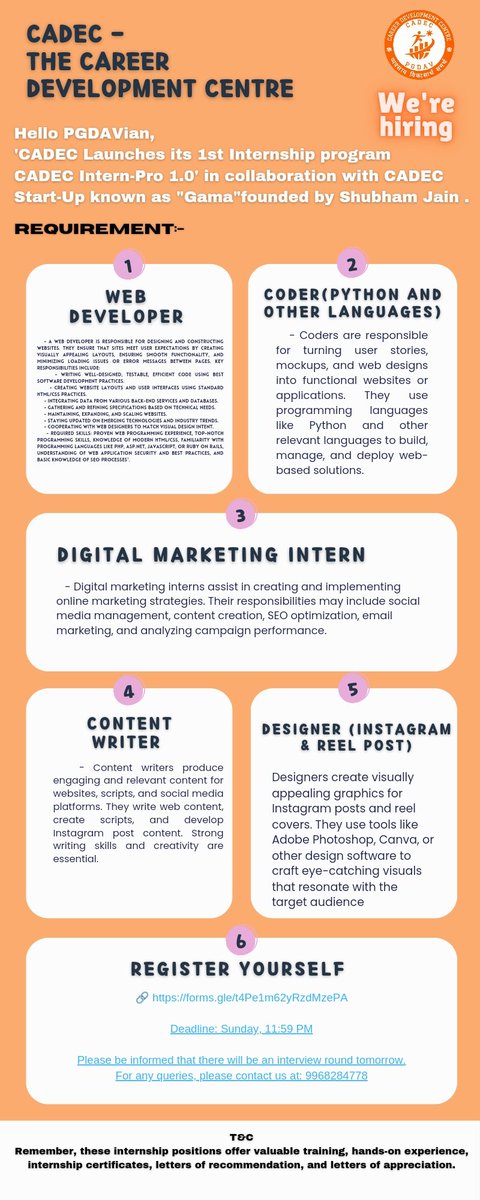 cadec_pgdav's tweet photo. 🌟 We are hiring!📅 Extended Deadline: Sunday, 11:59 pmExciting news! Cadec's first internship offers a valuable certificate signed by the principal of Pgdav. Don't miss out on this opportunity to kickstart your career journey with us. Apply now! 🚀https://t.co/dHuYgFtsJx https://t.co/Hj2wyCU6dy