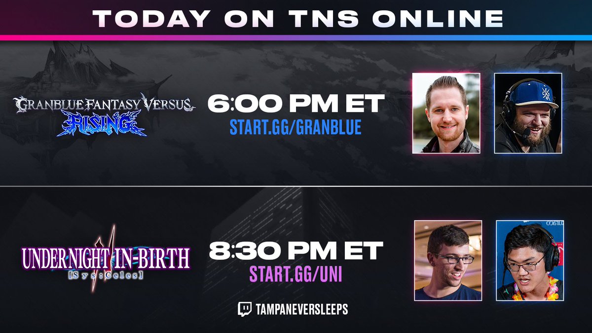 TampaNeverSleep's tweet photo. This Saturday is a double-feature! Our #KOFV bracket will return after #Evo2024 💪
Today we have:
💠 #GBVSR with @CDMangaka @ProXYTCG
✌️ #UNI2 with @cookieFGC @TheSaltShaker_
There's still time to sign up, don't wait! https://t.co/Ty1Dz3UqYC