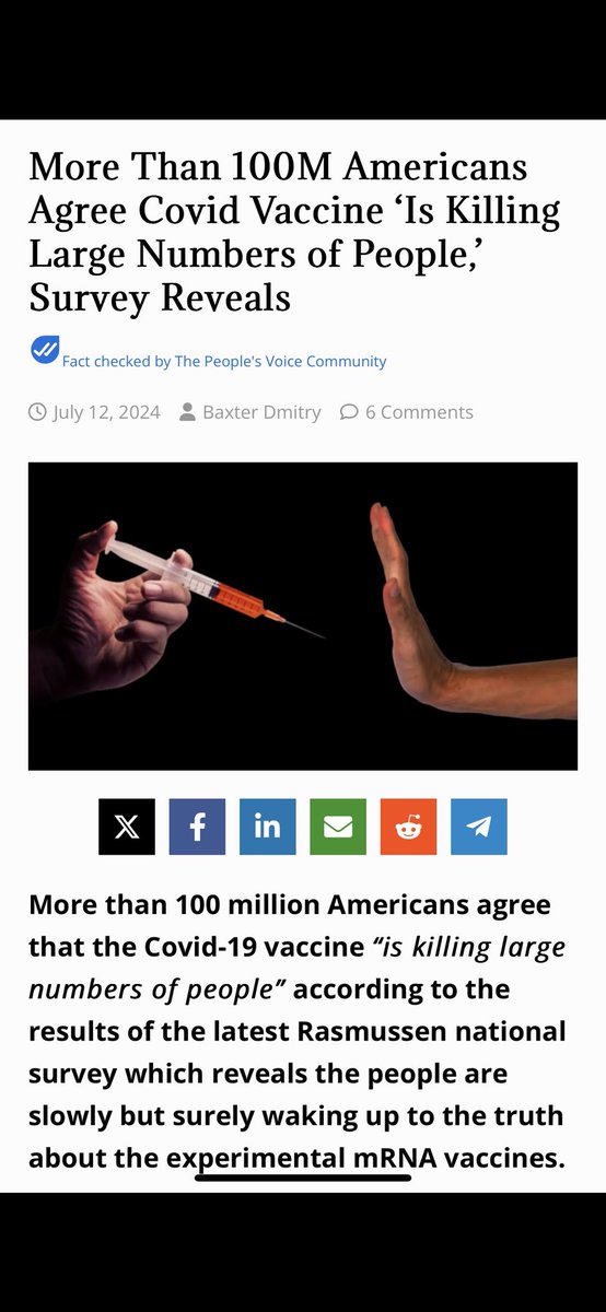 BGatesIsaPyscho's tweet photo. Study reveals that more than 100,000,000 Americans now believe the Covid Vaccines are killing people ‼️

That means more than 100,000,000 are correct &amp; the truth continues to flood out. 

They can’t stop it. https://t.co/d7alWfY0dy