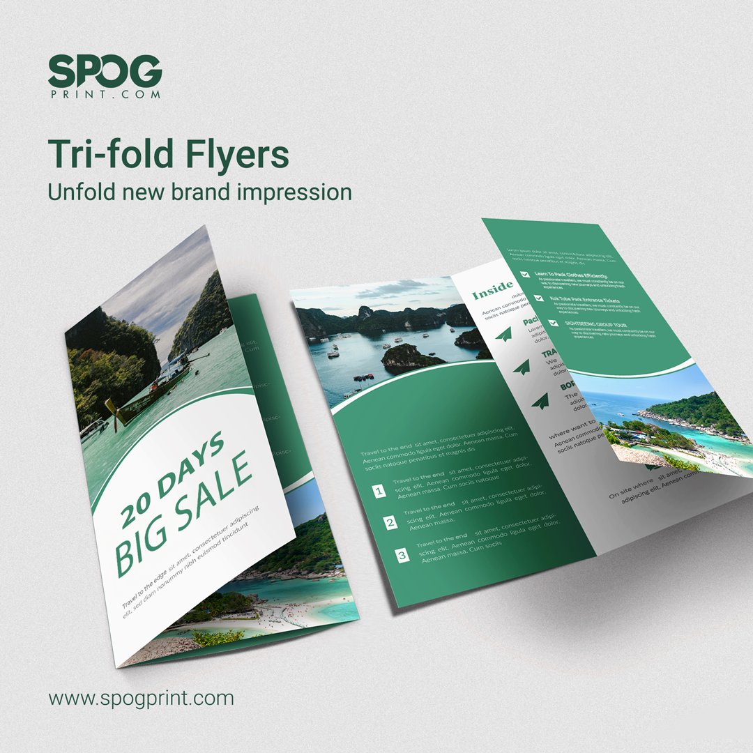 spogprint's tweet image. Bring your brand story and its service into light with our exclusive Tri-fold Flyers, featuring a captivating look and classy structure to convey your message.

#Spogprint #TriFoldFlyers #MarketingMaterials #BrandPromotion #BusinessFlyers #CustomFlyers  #FlyerDesign