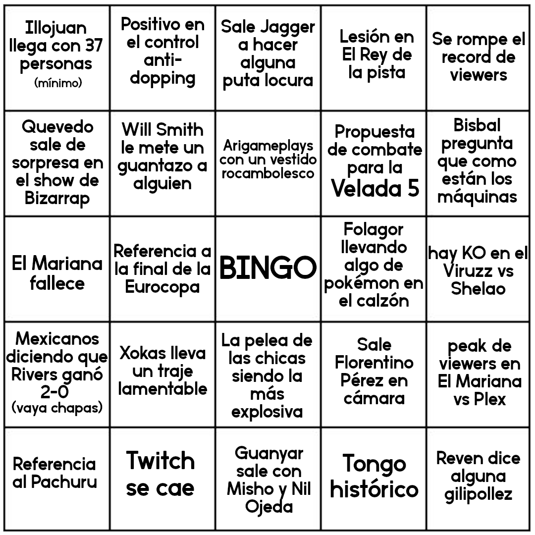 PotterLunatico's tweet photo. He creado un bingo histórico para La Velada #LaVeladaDelAñoIV https://t.co/Wj7BK9kcYY