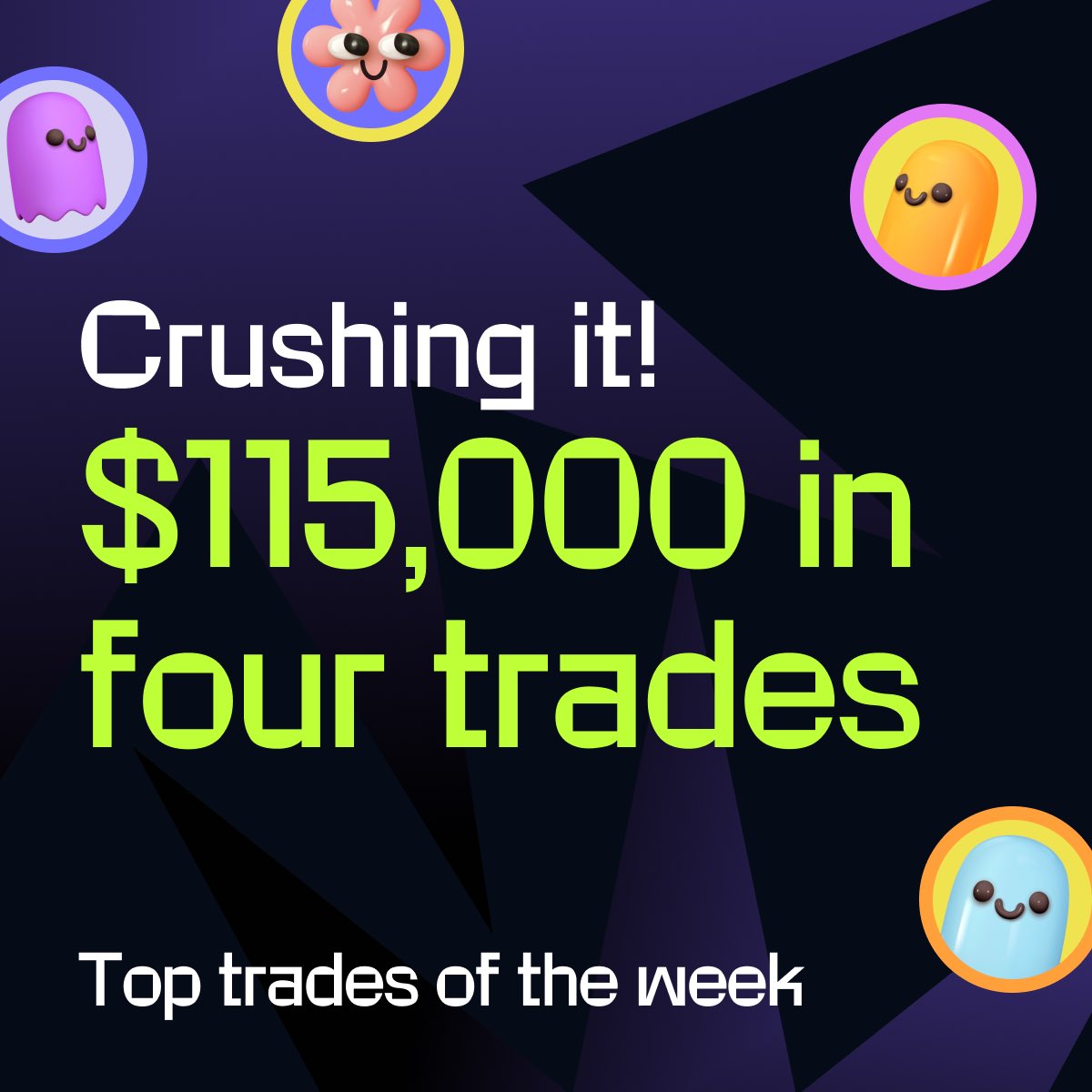 InstantFunding_'s tweet photo. It's that time again — top trades of the week! 📊

This time we have some truly impressive results, with a single trader making almost $115,000 in just four trades! Swipe through the pictures to see who are this week’s trading stars 🟣

Looks like this time everyone’s favorite gear is a $100,000 One-Phase Challenge. Just saying, but you can currently get one for $353, using our USA1776 code that gives 17.76% off everything 👀 

Use the code here: https://t.co/iN7uXxvjnn
