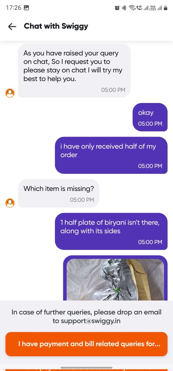 _cinephilee's tweet photo. @Swiggy @SwiggyCares got ignored by more than 3 agents in a matter of 20 mins. this is how swiggy treats their customers. this keeps happening again and again. https://t.co/V8xt3nTrVa