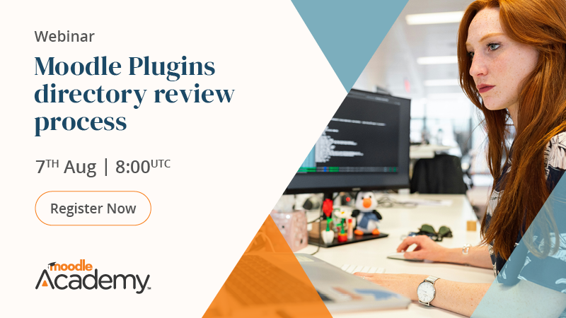 moodle's tweet image. Join our free webinar: Moodle Plugins directory review process on Wednesday 7 August at 08:00 UTC!
This webinar will be hosted by Dan Marsden of Catalyst IT, NZ!
Register now ➡️ moodle.me/pluginsdirecto…
#Moodle #MoodlePlugin @CatalystNZ