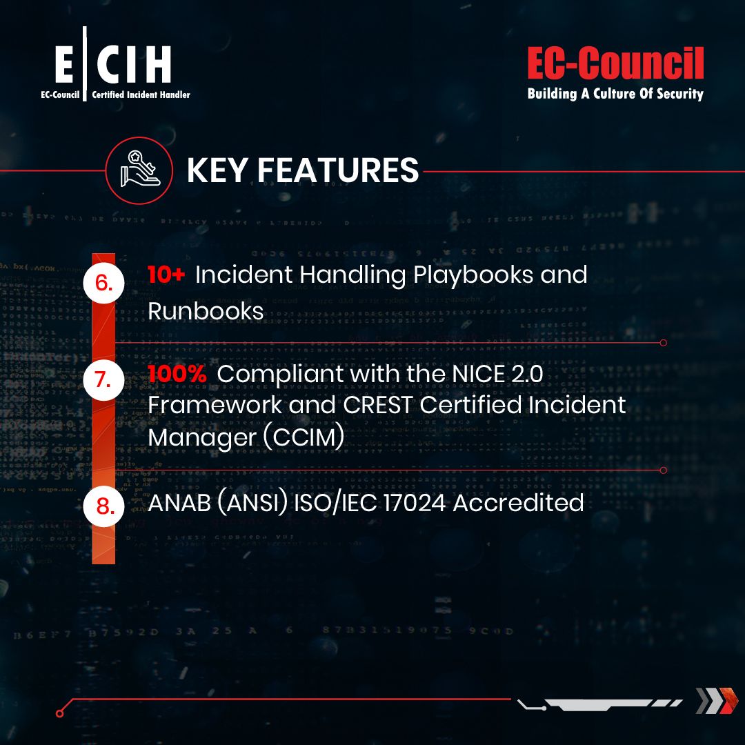 ECCOUNCIL's tweet photo. Wondering why EC-Council's #ECIH is the best #IncidentHandling certification for #Cybersecurity professionals? Discover its key features, benefits, and modules in this post!
Learn more about E|CIH: https://t.co/mTkwe4yNwm
#IncidentResponse #IncidentHandler #IncidentManagement https://t.co/EFIyp6Zd7M