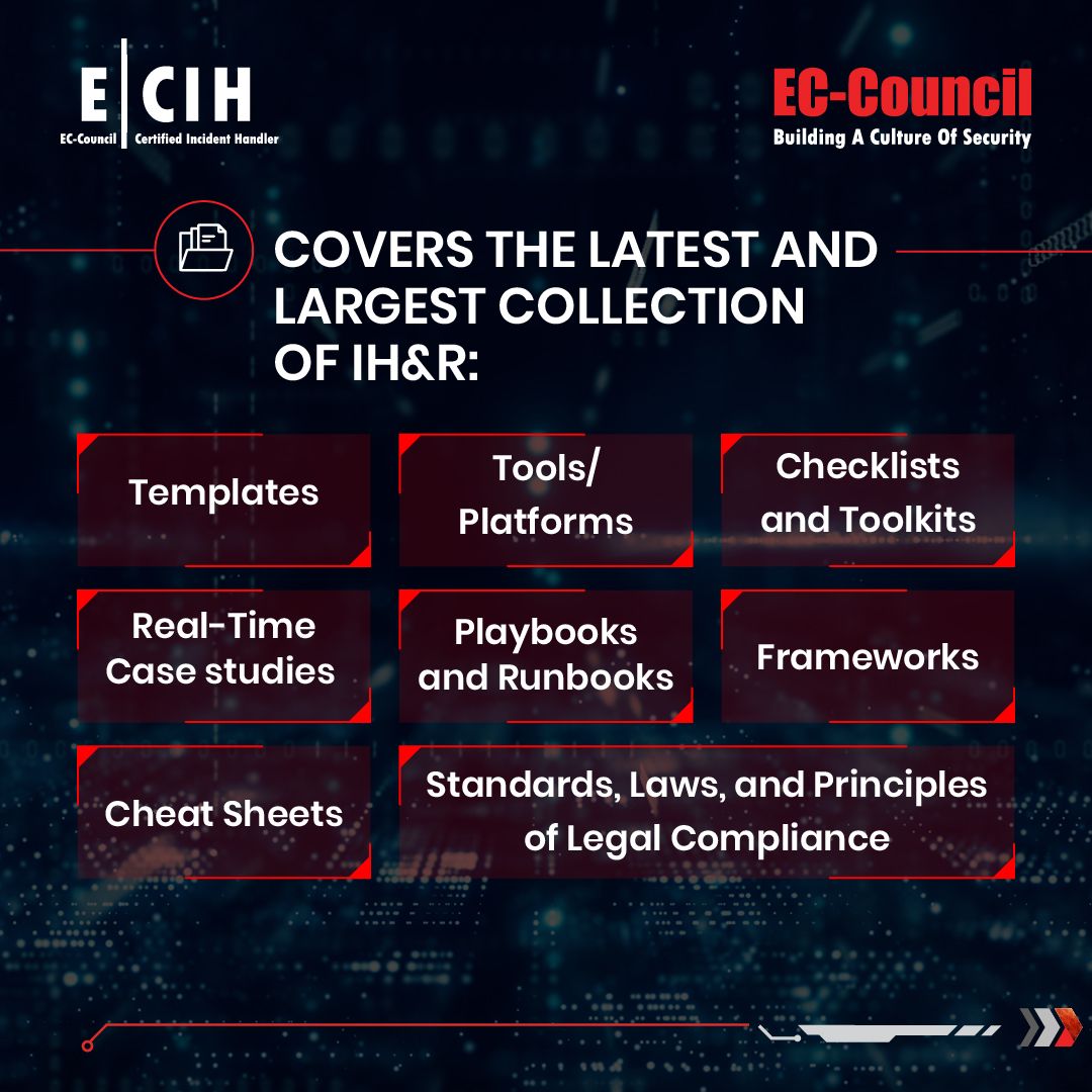 ECCOUNCIL's tweet photo. Wondering why EC-Council's #ECIH is the best #IncidentHandling certification for #Cybersecurity professionals? Discover its key features, benefits, and modules in this post!
Learn more about E|CIH: https://t.co/mTkwe4yNwm
#IncidentResponse #IncidentHandler #IncidentManagement https://t.co/EFIyp6Zd7M