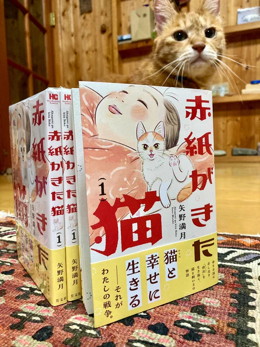 【赤紙がきた猫1巻発売まであと3日!!!】 装丁は名和田耕平デザイン事務所様(@k_n_d_o )にしていただきました! 「手描き感のある感じにしたい」という私のざっくりすぎる要望を完璧に想像以上に素敵に仕上げていただきました。タイトルロゴもレトロ書体大好物人間大歓喜ものです。ありがとうございます🐈📚✨  そして応援書店さま限定の特製しおりも可愛く出来上がってます⤴︎⤴︎ 是非色んな本に挟んで欲しいどす🔖
