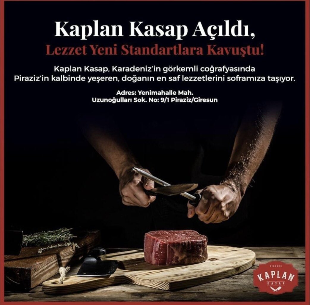 Memleketim #Giresun #piraziz de yeni bir lezzet durağı. Kaplan Kasap açıldı. Hayırlı olsun.