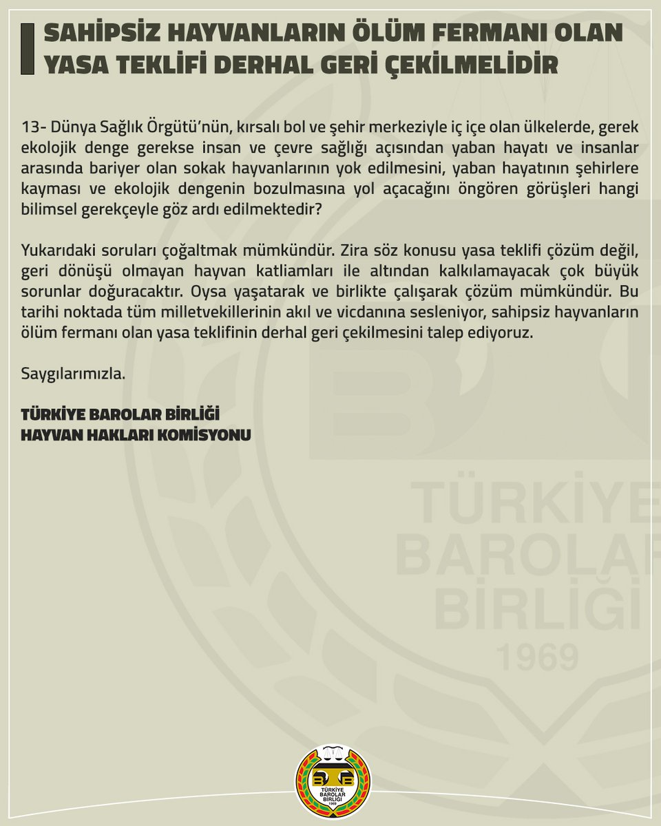 barolar's tweet photo. Sahipsiz Hayvanların Ölüm Fermanı Olan Yasa Teklifi Derhal Geri Çekilmelidir

👉 https://t.co/RvoOUCnnww https://t.co/UojFibBN8L