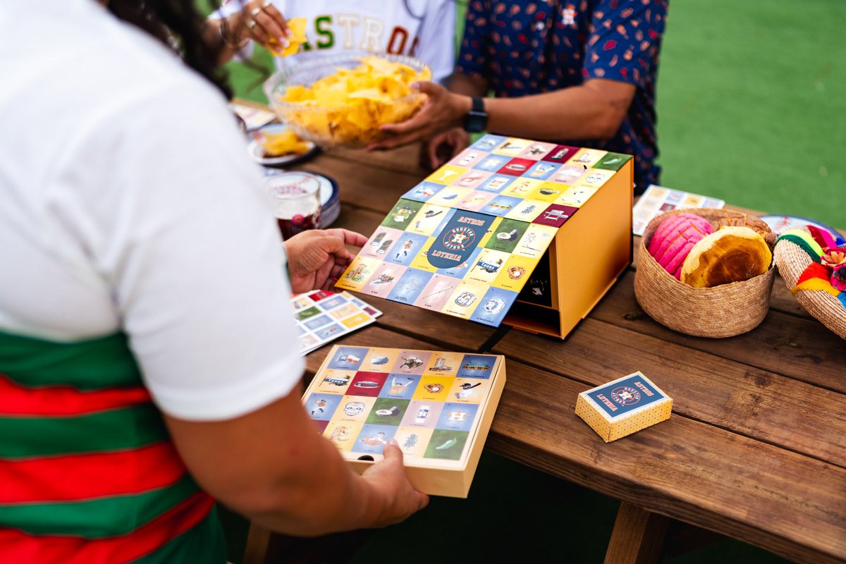 astros's tweet photo. The Loteria Collection.  

Available today, exclusively at the Astros Center Field Team Store. The Team Store is open to the public from 7:13am-noon and open to ticketed fans starting at 1pm. https://t.co/ptxZPMQgch