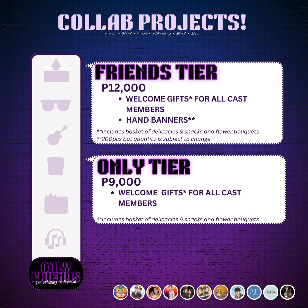 Fun. Lit. Unforgettable!

Let’s make their Manila stop the best one yet with our exciting projects for the upcoming #OnlyFriendsFMinManila! 🤩

Let’s make this happen🔥

For donations, please reach out to your respective PH fanclub.

#fforce_ x #kasibook 
#forcebook x #ฟอสบุ๊ค