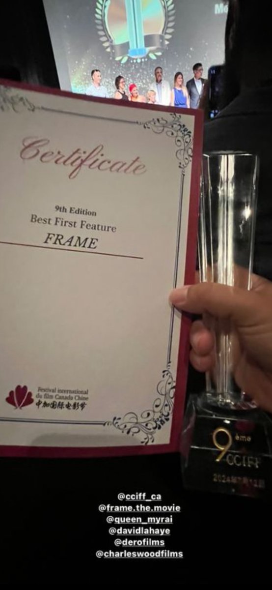 DavidLaHaye's tweet photo. Wow ! ...
Un 65ième prix pour FRAME, hier, au Canada-China International Film Festival.
"Best First Feature" pour les réalisateurs JP CHARLEBOIS et MYRAI.
Bravo à eux !
Restez branchés ...
D'autres bonnes nouvelles s'en viennent pour l'automne.
#FrameLeFilm
❤ https://t.co/XiEi91drzu