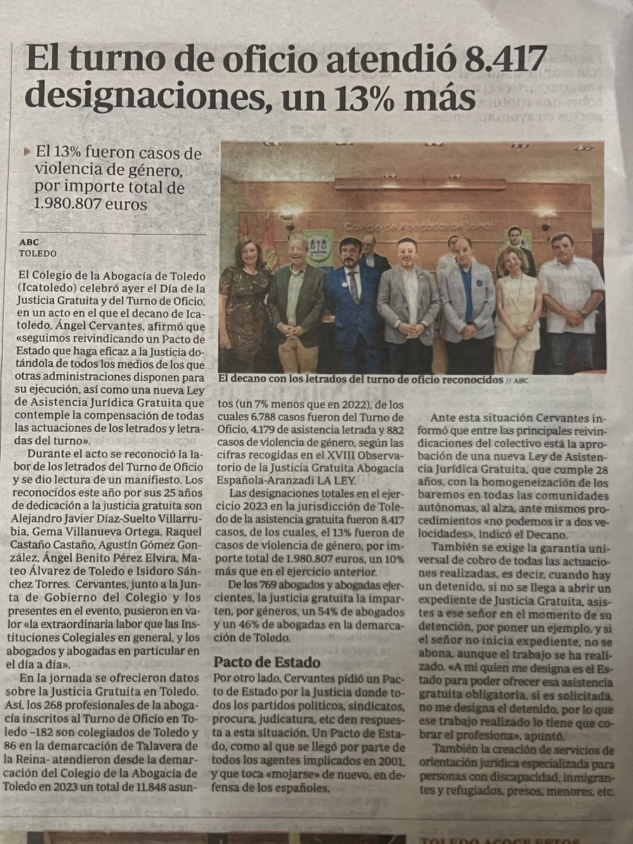 Gracias a <a href="/ABC_Toledo/">ABC Toledo</a> por hacerse eco del impagable papel, nunca mejor dicho, y de las reivindicaciones de la #JusticiaGratuita #TurnoOficio
