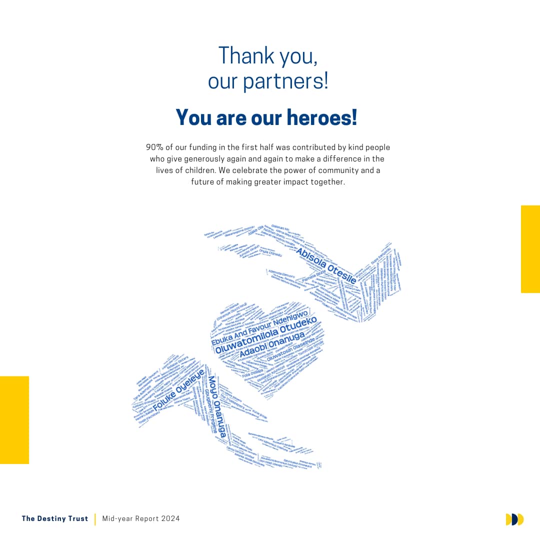 TheDestinyTrust's tweet photo. As we reflect on the impact we made together this half year, we are filled with deep gratitude for your kindness and support.
Thank you for believing in our mission. We hope we can count on your continued support for greater impact. Read more: https://t.co/Mz1T1qJqd3
#ThankYou https://t.co/pPHeemm2C1