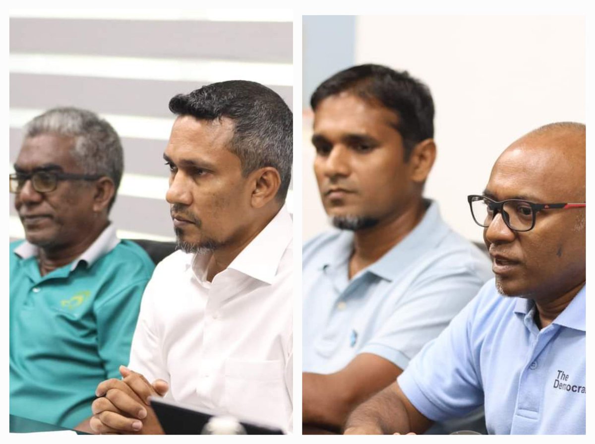 FathmathHamdha's tweet photo. ދަ ޑިމޮކްރެޓްސްއިން (@TheDemocratsMV) މިއަދު ފުވައްމުލައް ސިޓީ ކައުންސިލާއި ބައްދަލުކުރެއްވައި  އެޕާޓީގެ ހަރަކާތްތަކާއި، ލާމަރުކަޒީ އުސޫލާއި، ޕާރޓީީގެ @YoungDemsMV އަދި @WomenDemsMv ފަދަ ގުނަވަންތައް ލާމަރުކަޒުކޮށް ރޭވި��ައިވާ ގޮތާއި، ހިންގުމުގައި ކައުންސިލާއި ގުޅިގެން މަސައްކަތްކުރެވިދާނެ ގޮތްތަކާއި ބެހޭގޮތުން މަޝްވަރާކުރެވިފައިވާނެ. މިޕާޓީގެ އިސް ސެކްރެޓޭރިއަޓާއި ފުވައްމުލަކު ސިޓީ ކައުންސިލާއި ރަސްމީ ސިފައެއްގައި ބޭއްވުނު ފުރަތަ ބައްދަލުވުމުގެ މަޝްވަރާތަކާއި މެދު ވަރަށް ހިތްހަމަޖެހޭ.