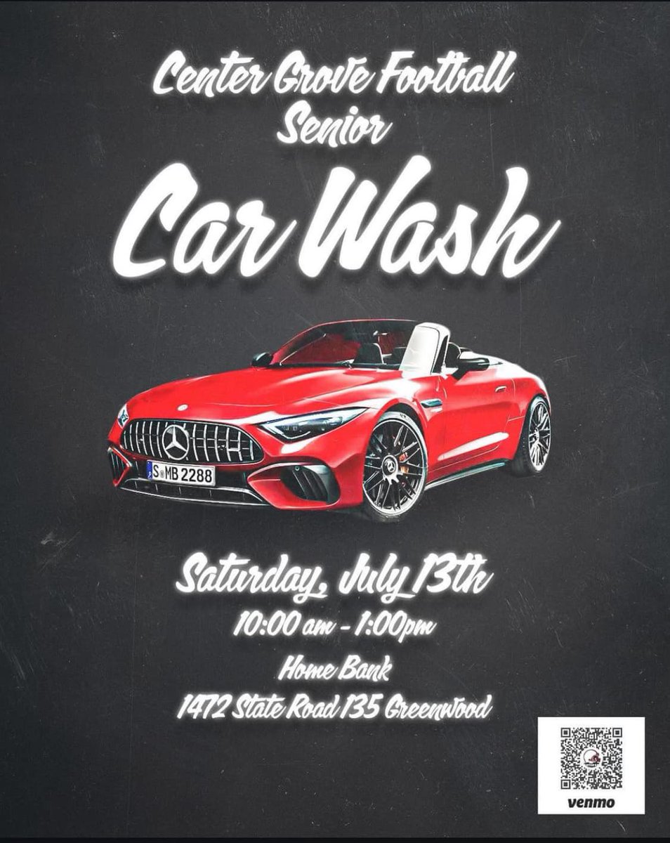 🚘🏈 The CG Football Seniors will host their annual Senior Car Wash TODAY from 10AM - 1PM in the parking lot of Home Bank on 135 and Olive Branch. Stop by for a great car wash &amp; help support the incoming Seniors!! Car wash is by donation. #supporttheprogram #TrojanPride 🚘🧽💦