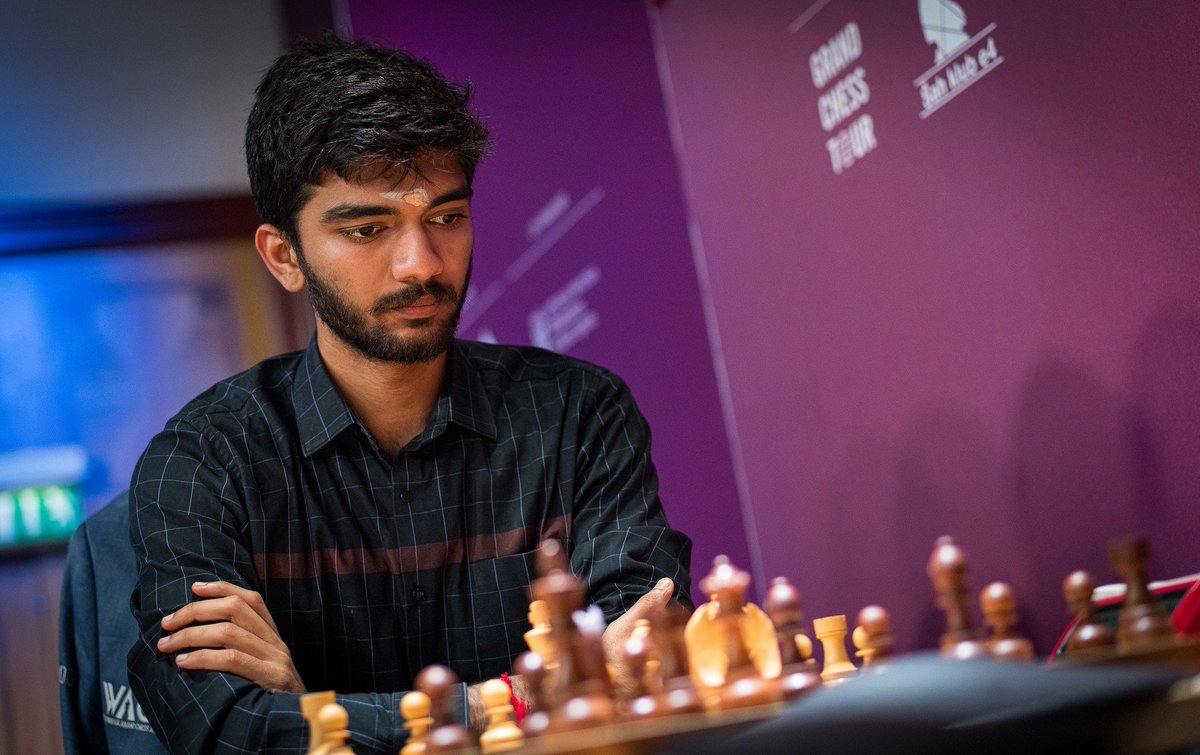 ChessbaseIndia's tweet photo. Both Gukesh and Vidit had a lackluster event at the Grand Chess Tour Superunited Rapid. Gukesh had a slow start, but came back well on Day 2 with two important wins. But he had a rough Day 3, winning one and losing two games. Gukesh is currently 7th in the leaderboard with 9/18 points.

As for Vidit, he is having a tough time so far as he has only managed to score one win and two draws in the 9 rounds of Rapid chess played. He has 4/18 points so far.

Today marks the start of the Blitz event. There will be 9 rounds of Blitz played today, and 9 rounds played tomorrow. Do you think Gukesh and Vidit can comeback strong and make a good finish? Let us know in the comments.

Photos: Lennart Ootes/Grand Chess Tour 
#chess #chessbaseindia #grandchesstour #gukesh #viditgujrathi
