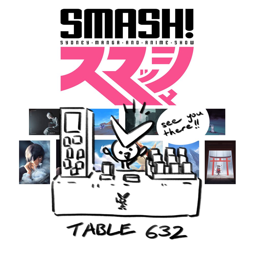 Victifreak's tweet photo. 1 week until @smashcon!! I'll be at table 632 selling prints including my 2024 SMASH! artbook illustration as limited posters! I'm shaking with excitement hope to see you there!!! https://t.co/Y6G29cZP0I
