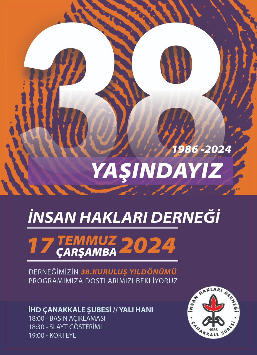 ihdcanakkale's tweet photo. 38. Kuruluş Yıldönümümüzde tüm dostlarımızı bekliyoruz.
Basın Açıklaması
📅17 Temmuz 2024 Çarşamba
 🕦18.00
📍Saat Kulesi Önü
 Slayt Gösterimi
🕦 18.30
Kokteyl 
🕥19.00
📍iHD Çanakkale Şube https://t.co/DwNAwQLLoH
