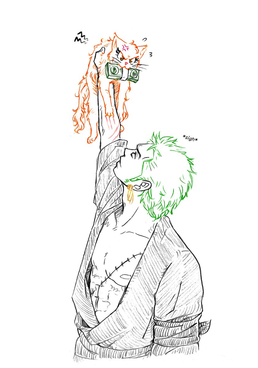 lil doodles of them with the other' spirit animal 

#zonami #ゾロナミ #조나미