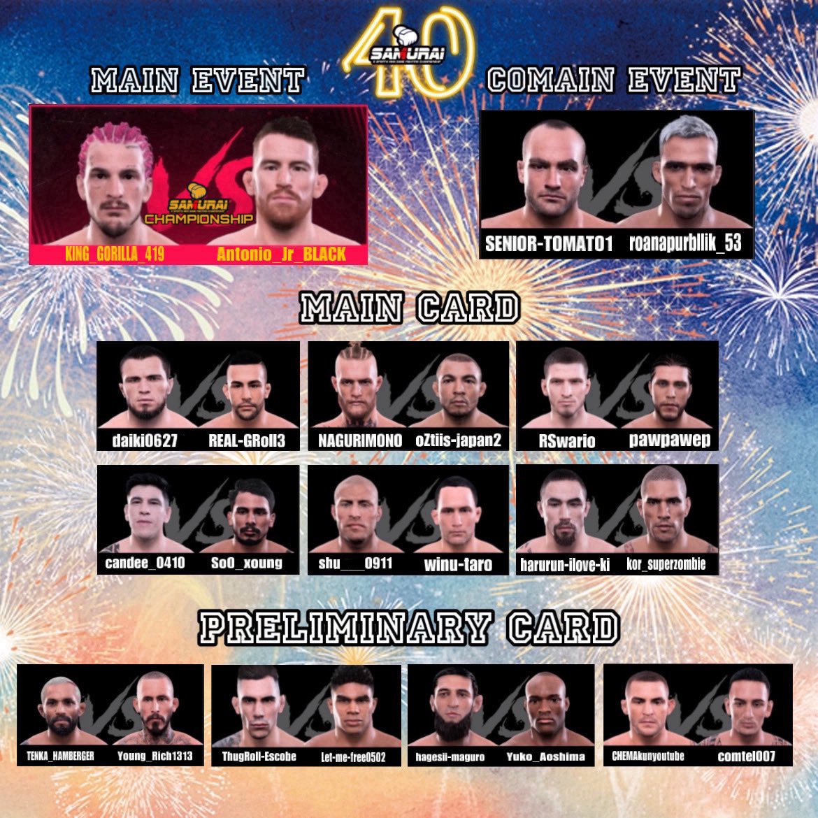 SAMURAI_MMAGAME's tweet photo. NEXT EVENT
#SAMURAI40
August 3, pm9:00 Japan Time
All fight YouTube Live
#ufc5
#UFC5
#SAMURAIUFC https://t.co/8znwSxUSkl