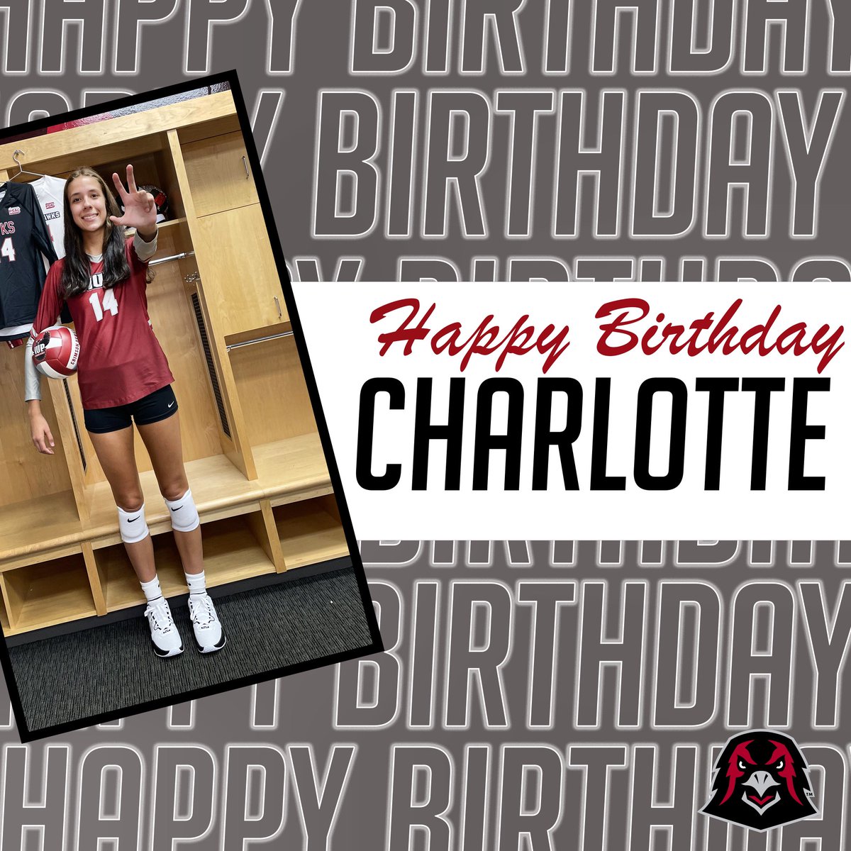 IUPVB's tweet photo. Happy Birthday Charlotte 🎂

#TalonsUp #VolleyHawks #BirthdayHawk https://t.co/Su7SS2EtwY