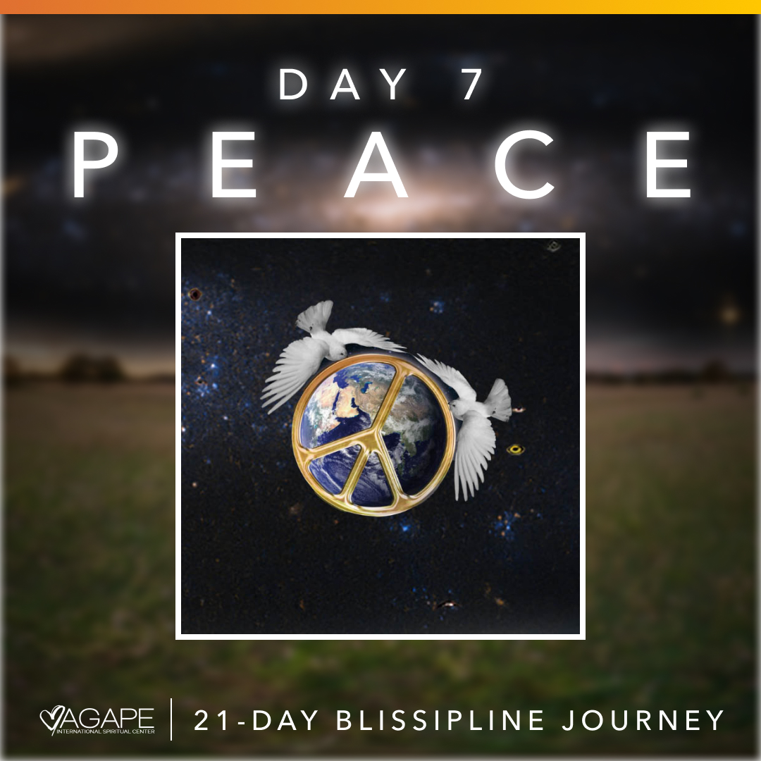 AgapeISC's tweet photo. Our Day 7 #BlissiplineJourney Practice is Peace. Rev. Michael teaches that peace is not the absence of negativity, but rather the presence of harmonizing Good. Peace is always available to us. 

🙏🏾 Visit https://t.co/getiyL3cXp daily to learn more. https://t.co/9MeDsmbpAG