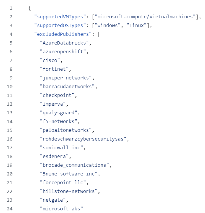 kaidja's tweet photo. I put together a JSON file based on the MDE Azure Policies for Windows and Linux. I use this file to check if the VM is supported for MDE or not on Azure. #betterreporting https://t.co/moJwoNyqlb