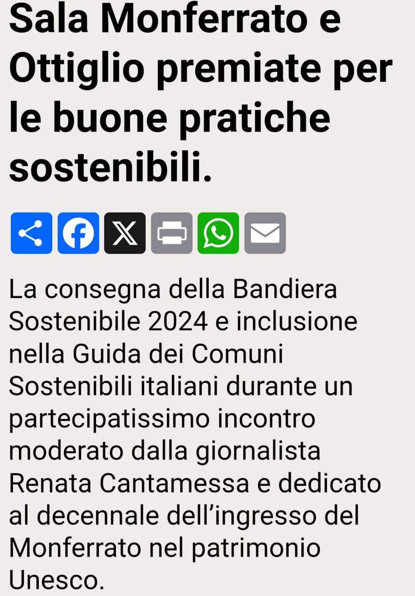 SALA MONFERRATO e OTTIGLIO sono tra gli 8 Comuni presenti sulla nuova Guida dei Comuni Sostenibili d'Italia ⭐⭐
Ne abbiamo parlato durante l'evento di "compleanno" del riconoscimento del Patrimonio UNESCO per il Monferrato da me coordinato ⬇️
traveleat.it/2024/07/08/leg…