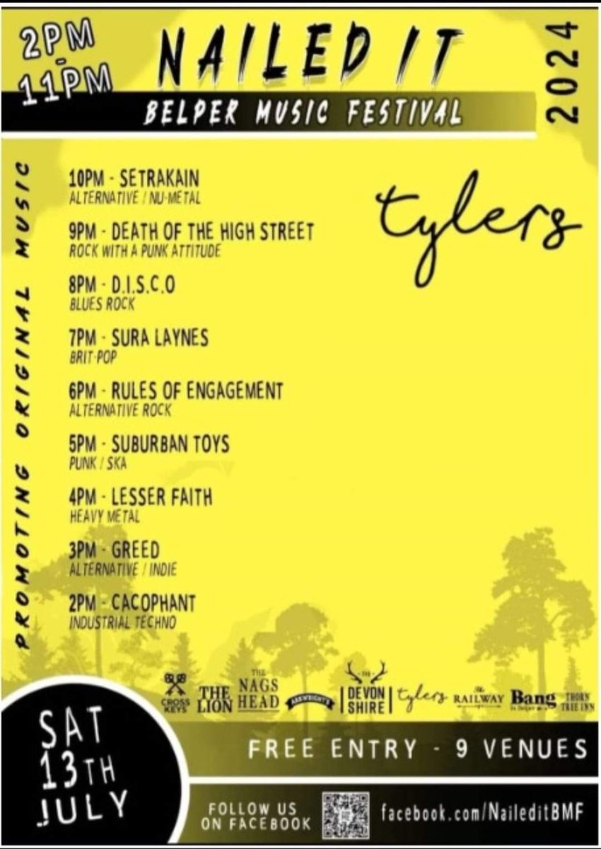 RulesofEngagem4's tweet photo. Today's the day we play Nailed It Festival in Belper, Derbyshire. We'll be on at the Tyler's stage at 6 pm. See you down the front! 😉 https://t.co/zu3DckOPJy