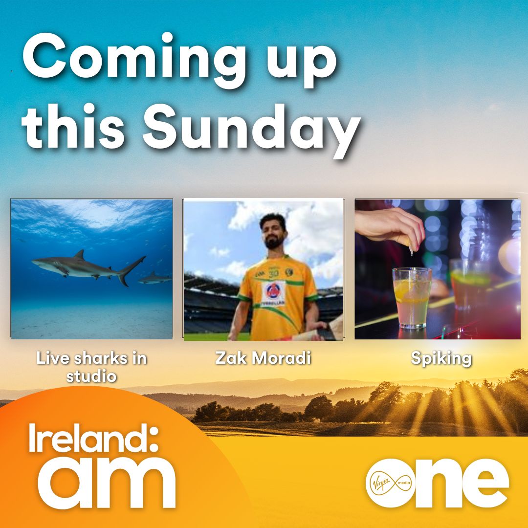 Coming up tomorrow

🏅Leitrim hurler <a href="/ZakmoradiGAA/">zak moradi</a> talks about his emotional return to his ancestral home

🦈We'll have live sharks in studio ahead of an expedition to find Great Whites in Irish waters

🍸We'll be looking at how to stay safe on your big night out.

#IrelandAM