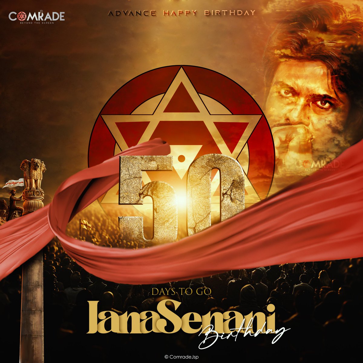 ComradeJSP's tweet photo. 50 Days to go.. #JanaSenani Birthday

Advance Happy Birthday
AP Deputy CM Shri @PawanKalyan garu ❤

#50DaystogoJanaSenaniBday https://t.co/gmzDIaBPGh