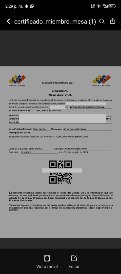 puzkas's tweet photo. Atención miembros de mesa. Así debe ser la credencial que reciban del CNE. El día de la instalación de las mesas (#26J 8:00am) y el día de la votación (#28J 5:00am) deben acudir con su credencial para poder desempeñar su rol. Es vital que impriman la credencial con el código QR👇 https://t.co/Wfy3LCP4qq