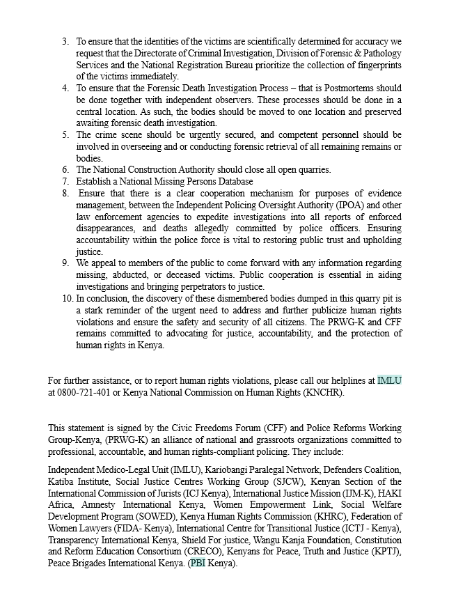 AmnestyKenya's tweet photo. 1/1: Joint statement on discovery of dismembered bodies in Kware dumpsite, Nairobi https://t.co/XgGAVgBKKl https://t.co/YDG19b4qTX