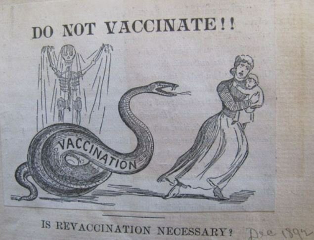 Nancy023922191's tweet photo. Do not vaccinate!  Cartoon from 1892. Humans have learnt nothing. https://t.co/sLsIVM5BJI