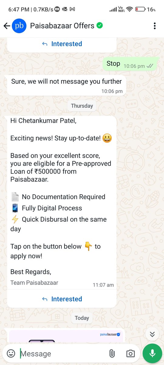 worldsnap's tweet image. @PaisaBazaar_in do you understand what "stop" means? #stopcalling