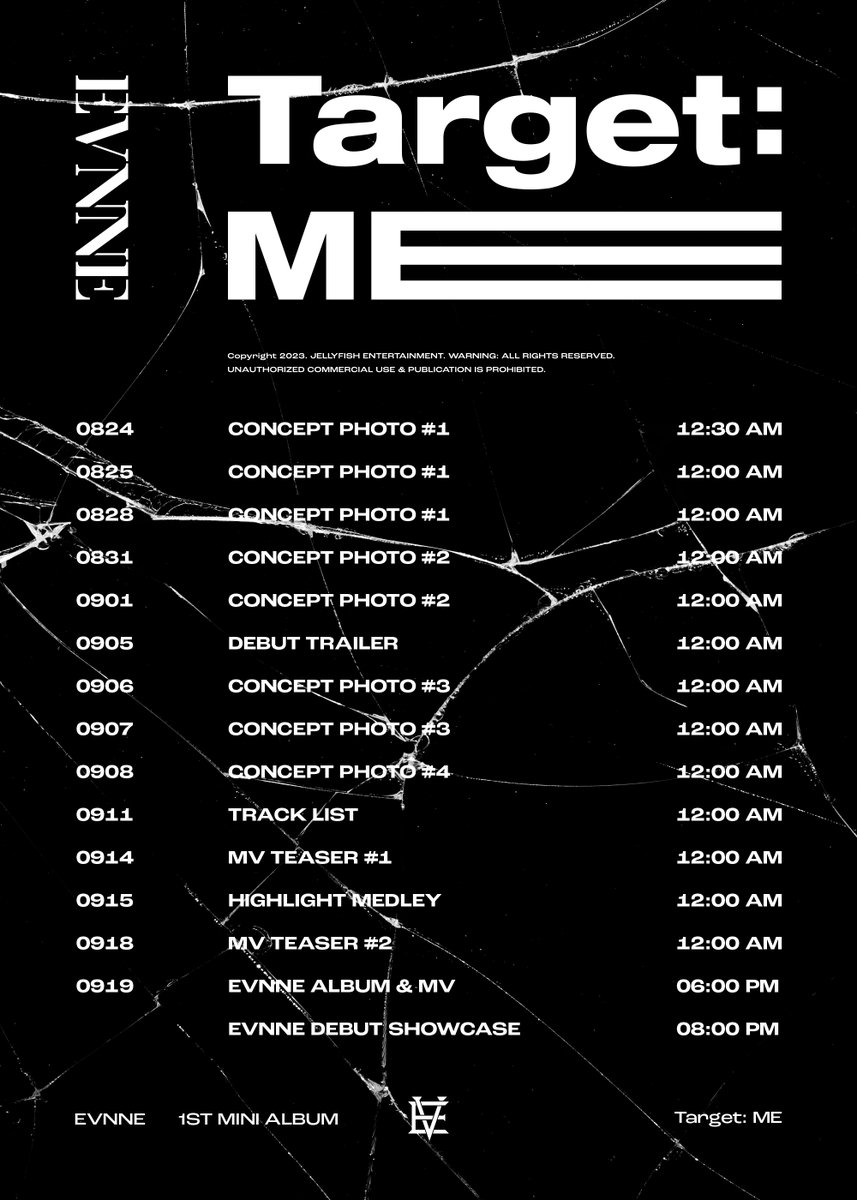 ㅤ

                  𝐄E𝕍𝐄E - ̗̀ 𝐓arget 𝙼e !
            𝐩resents ; 𝐝ebut 𝚜chedule  
ㅤ