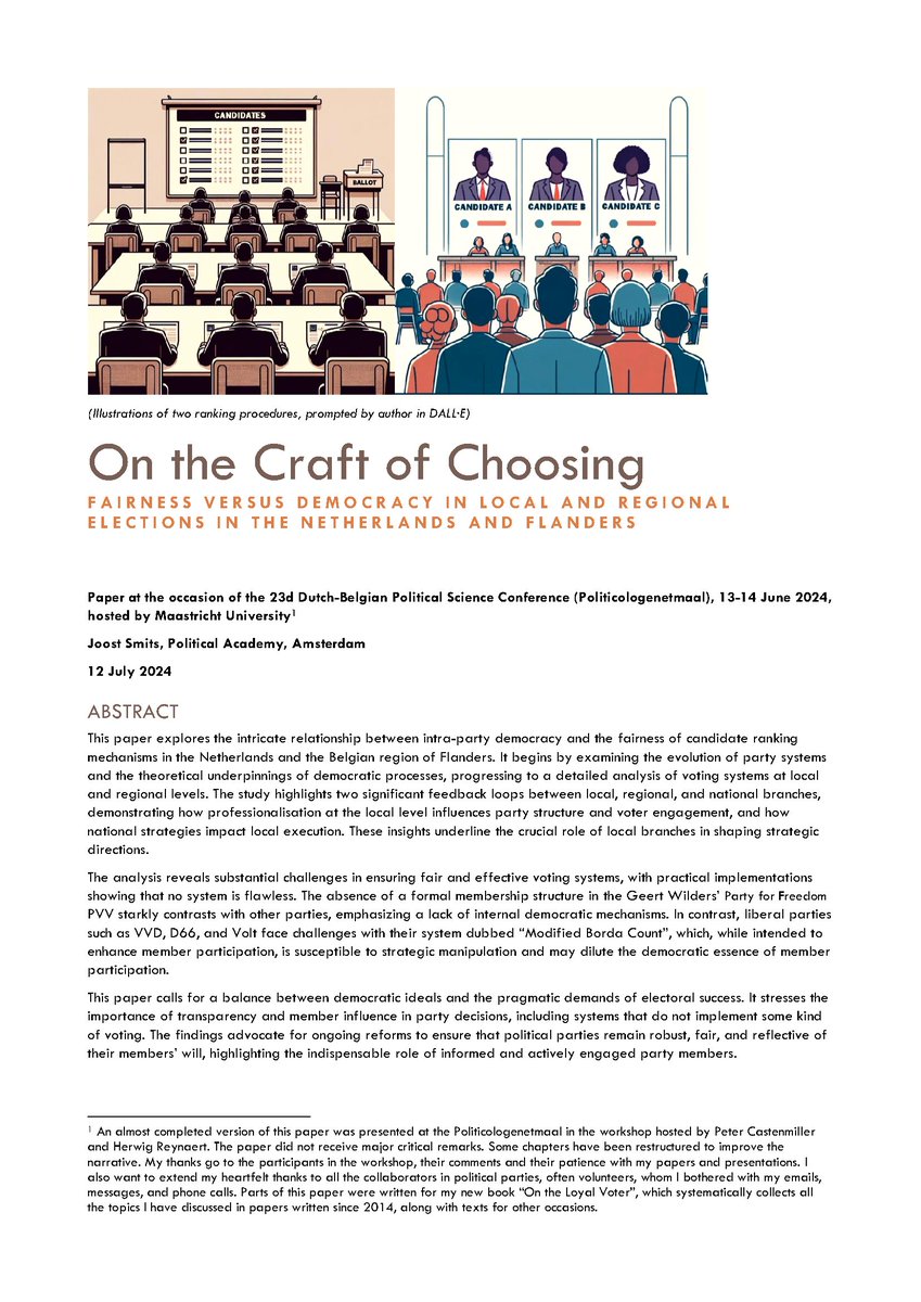 Begin dit jaar aan begonnen, gepresenteerd op het #Politicologenetmaal in Maastricht, en nu online: mijn paper over hoe politieke partijen de ledeninspraak op kandidatenlijsten organiseren (en hoe moeilijk dat is).
researchgate.net/publication/38… (<a href="/PolAcademie/">Politieke Academie</a>)