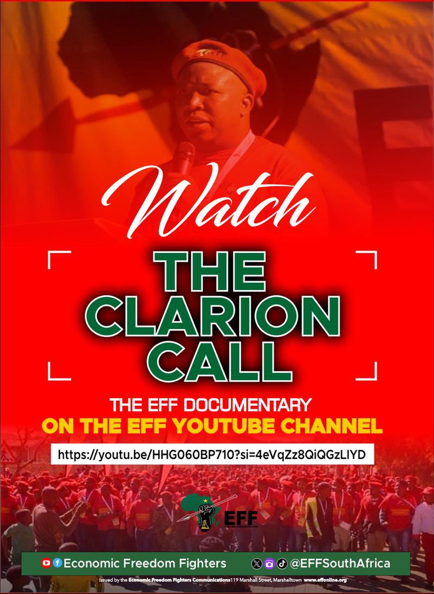 EFFSouthAfrica's tweet photo. ♦️ICYMI♦️

Don’t forget to head over to the EFF YouTube channel to watch our mind blowing documentary. 

Link: https://t.co/R9lzy3BnlI

#EFFTurns11
#EFFDocumentary https://t.co/O4IJcbCPIj