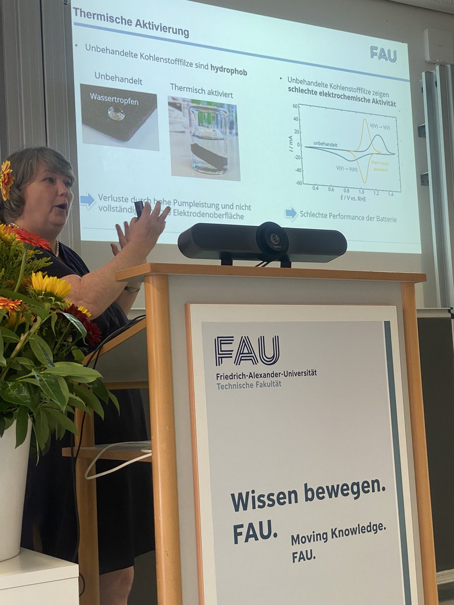 Hornegger's tweet image. Attended #FAUprof Roswitha Zeis&apos; inaugural lecture on hydrogen &amp;amp; redox flow batteries. Her impressive academic journey and cutting-edge research are truly exceptional. Excited for the advancements she&apos;ll bring to renewable energy &amp;amp; sustainable technologies! #HydrogenTech @UniFAU