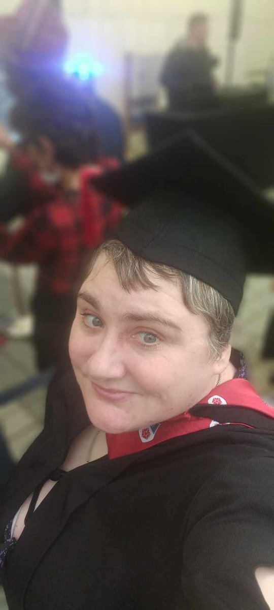 wiganatc's tweet photo. We are so proud at Wigan Autistic theatre company with our member heather Sharpe who has completed her BA in performing arts with Hon and has graduated today well done heather 🎉 https://t.co/4JMHuCvpOr