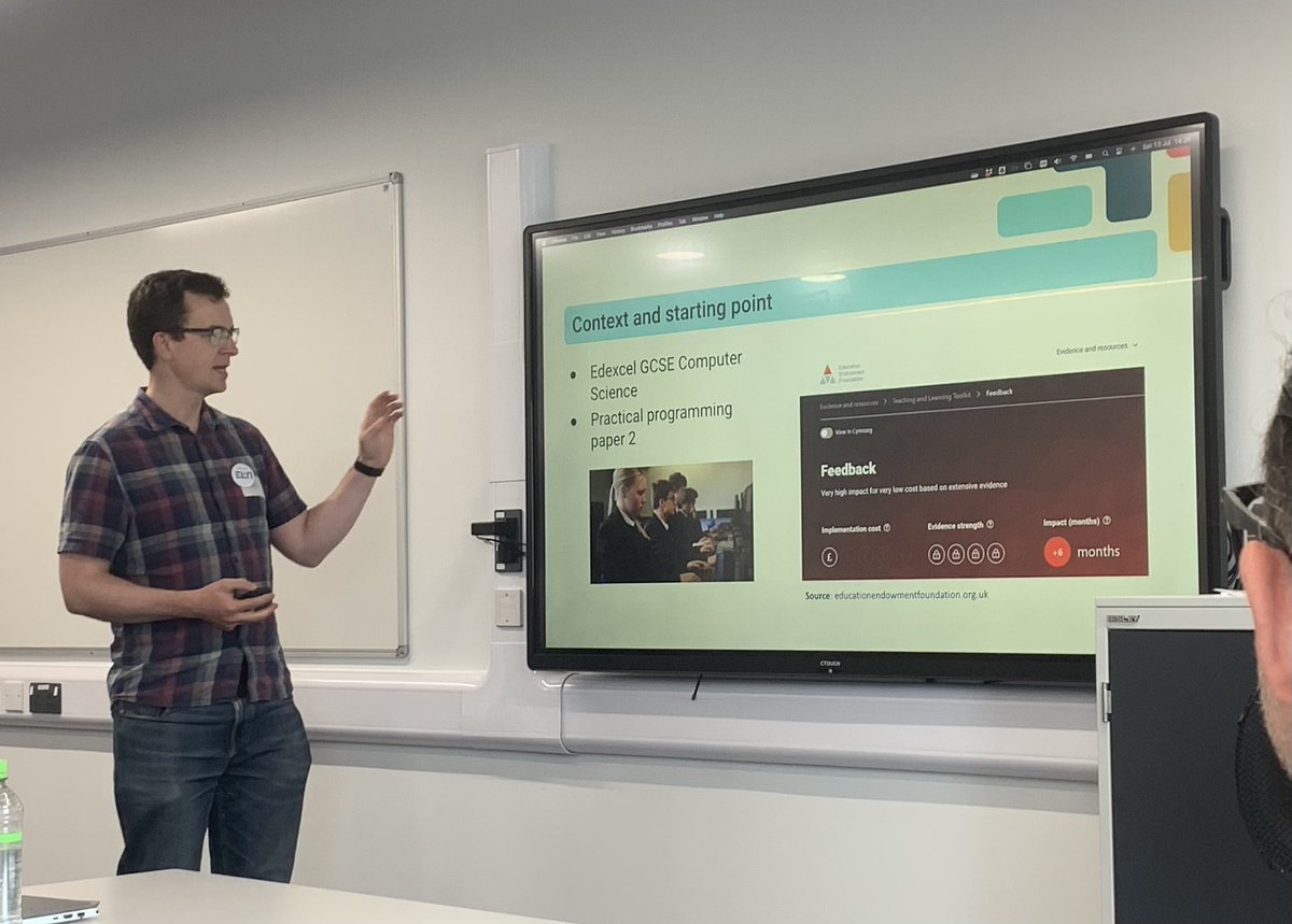 Lyndauk's tweet photo. @CompAtSch, at a brilliant ‘teacher research projects’ session @rcoultart on teachers discussing their particular action research projects. Impact of project a real high point, @suesentance @janewaite @Lyndauk https://t.co/8yFoMGNmce