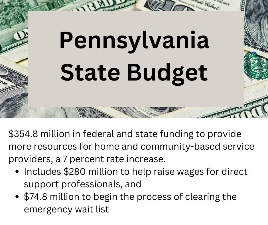 Newly signed Pennsylvania state budget holds increases for community services for people with intellectual &amp; developmental disabilities; funds to increase wages for direct support professionals. Read more about the budget here: pa.gov/en/governor/ne…

#PennsylvaniaStateBudget