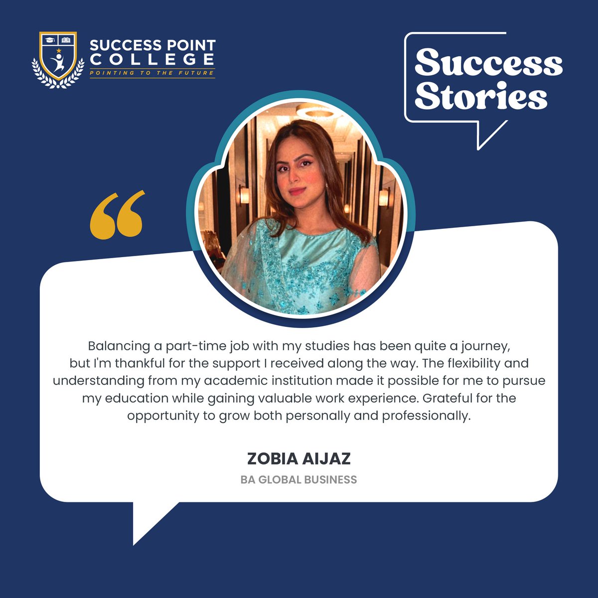 SuccessPointCo1's tweet image. Witness the pride through their words! Explore the testimonials that illuminate the unique experiences and triumphs of our students.

#LifeatSPC #SuccessPointCollege #CollegeExperience #UnitedArabEmirates
