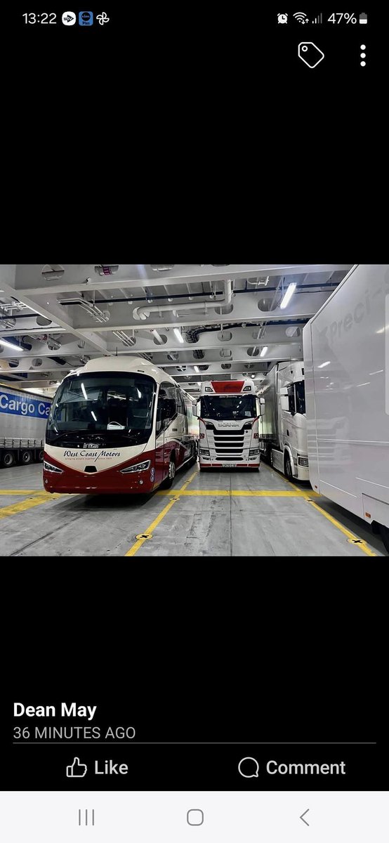 West Coast Motors (@westcoastbuses) on Twitter photo Well what do we have here. Spotted on a ferry from Spain, first of seven new coaches making their way to the west coast. Just out the wrapper from the Irizar factory and soon to be in service on our
<a href="/ScotCitylink/">Scottish Citylink</a> Argyll services.
Thanks to FB West Coast Motors Group for pic. Well what do we have here. Spotted on a ferry from Spain, first of seven new coaches making their way to the west coast. Just out the wrapper from the Irizar factory and soon to be in service on our
<a href="/ScotCitylink/">Scottish Citylink</a> Argyll services.
Thanks to FB West Coast Motors Group for pic.