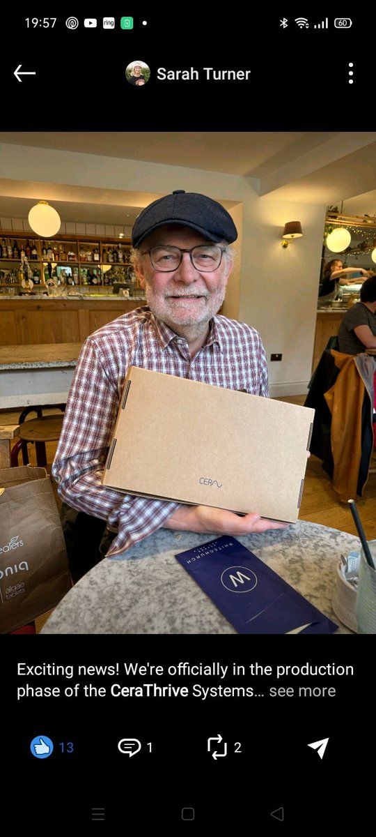 Onwards and upwards...good to be able to help my good friends to manage their long term refractory health problems with our exciting new technologies..IBS, Fibromyalgia pain latest indications..Cera Therapeutics PBMT