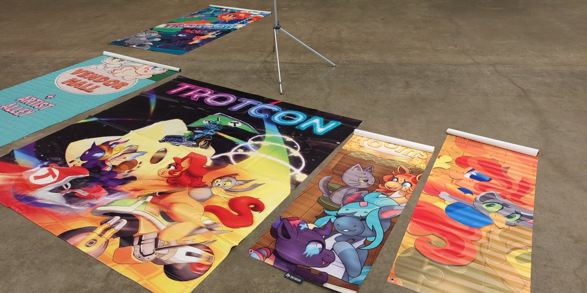 Trotcon_info's tweet photo. Banners!! You can take home a piece of @trotcon history with one of our con banners up for sale in the con store! https://t.co/eFf2CjHcfh