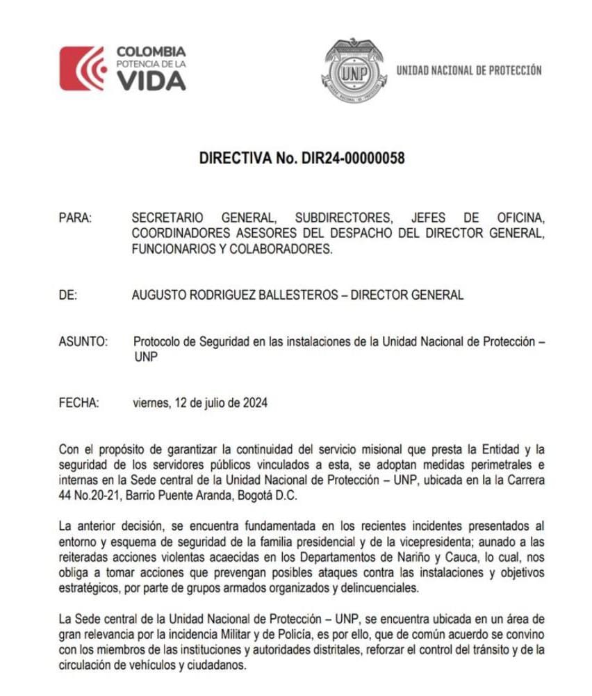 lafm's tweet photo. #Atención La Unidad Nacional de Protección anunció que reforzará sus protocolos de seguridad en las instalaciones de la entidad, ubicadas en Bogotá. Lo anterior, por los últimos hechos de amenazas. https://t.co/eXp6Uqd5oX