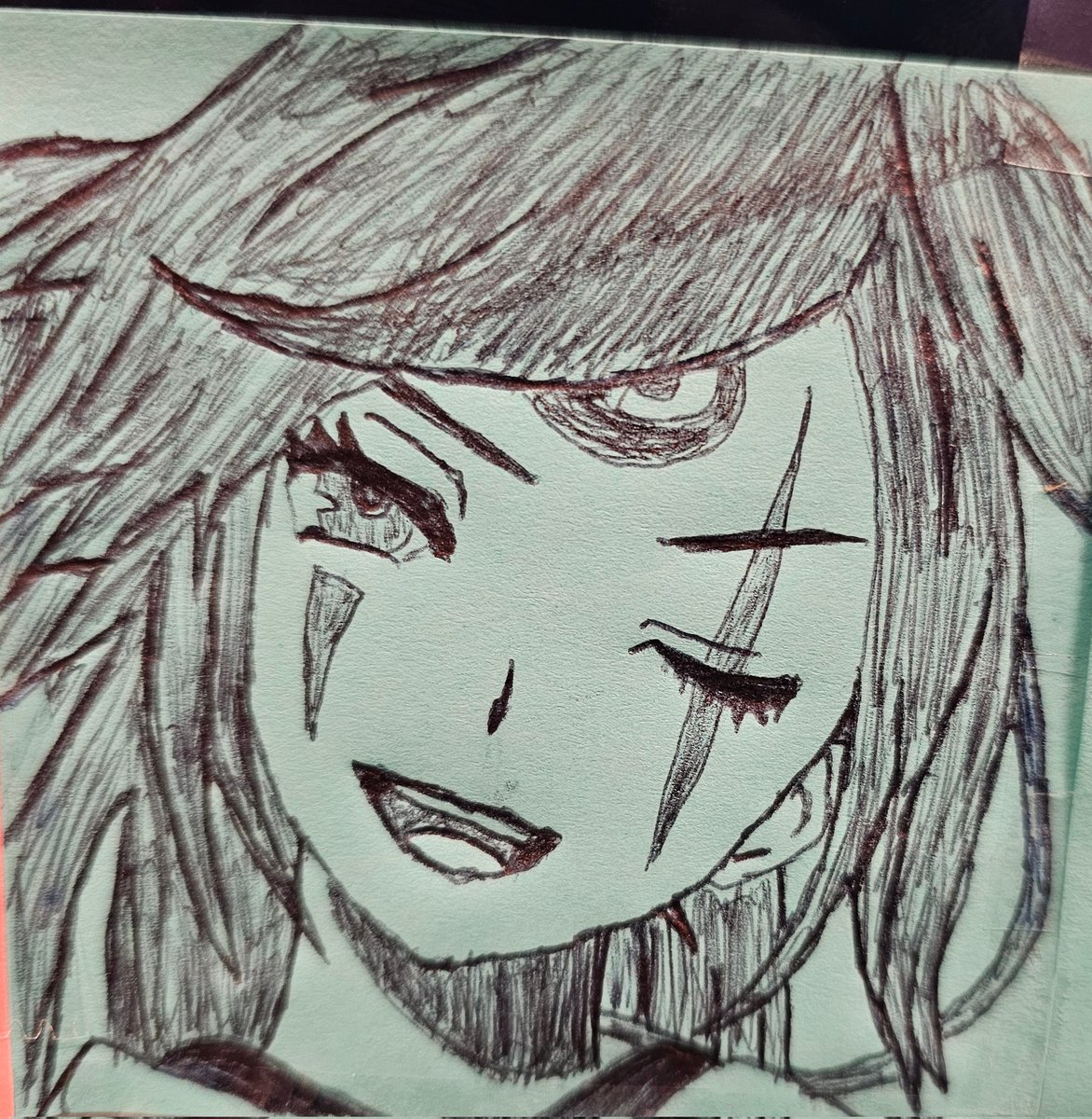 Sekaight's tweet photo. Another notepad doodle of Baiken this time. Used amailohalmachi art as reference but gave her a smile instead of :o face. #梅喧 #Baiken #GuiltyGearStrive https://t.co/186ogp1FHs